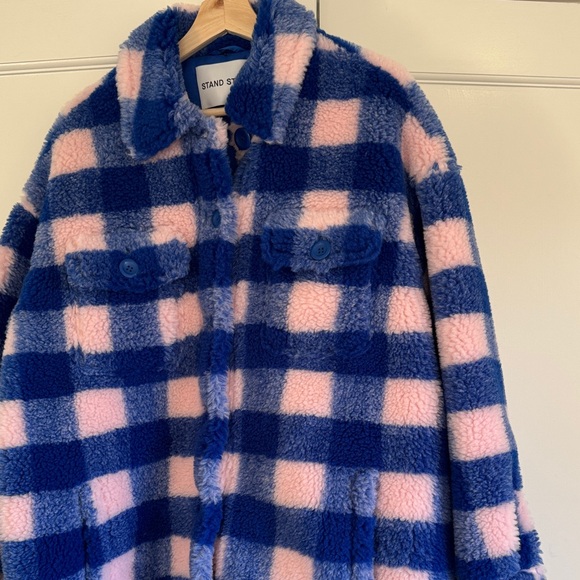 Stand Studio Sabi Blue and Pink Checkered Jacket - Picture 4 of 7